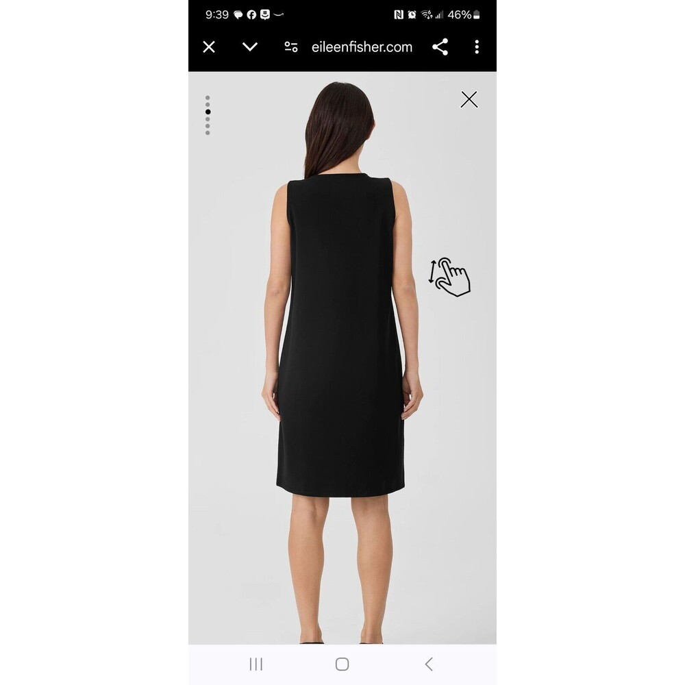Eileen Fisher Tank Swing Dress M Stretch Viscose Jersey Sleeveless Black B2 - Picture 2 of 11
